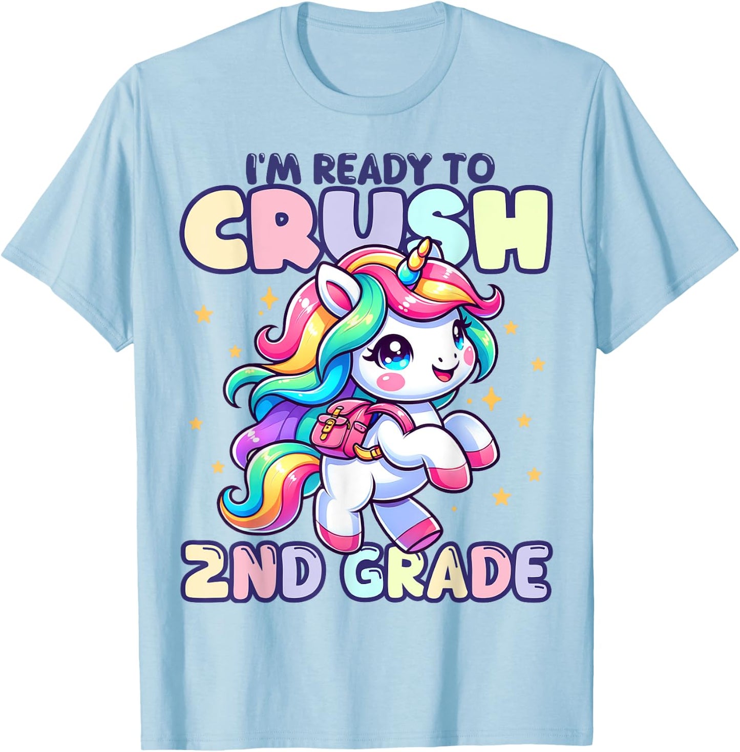 Crush 2nd Grade Girls Back to School Unicorn First Day Cute T-Shirt - T-Shirt | Light Blue