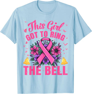 This Girl Got to Ring the Bell Last Chemo Breast Cancer T-Shirt - T-Shirt | Light Blue