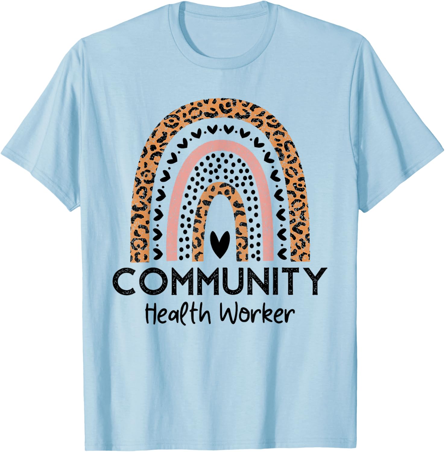 Rainbow Leopard Community Health Worker Women Social Worker T-Shirt - T-Shirt | Light Blue