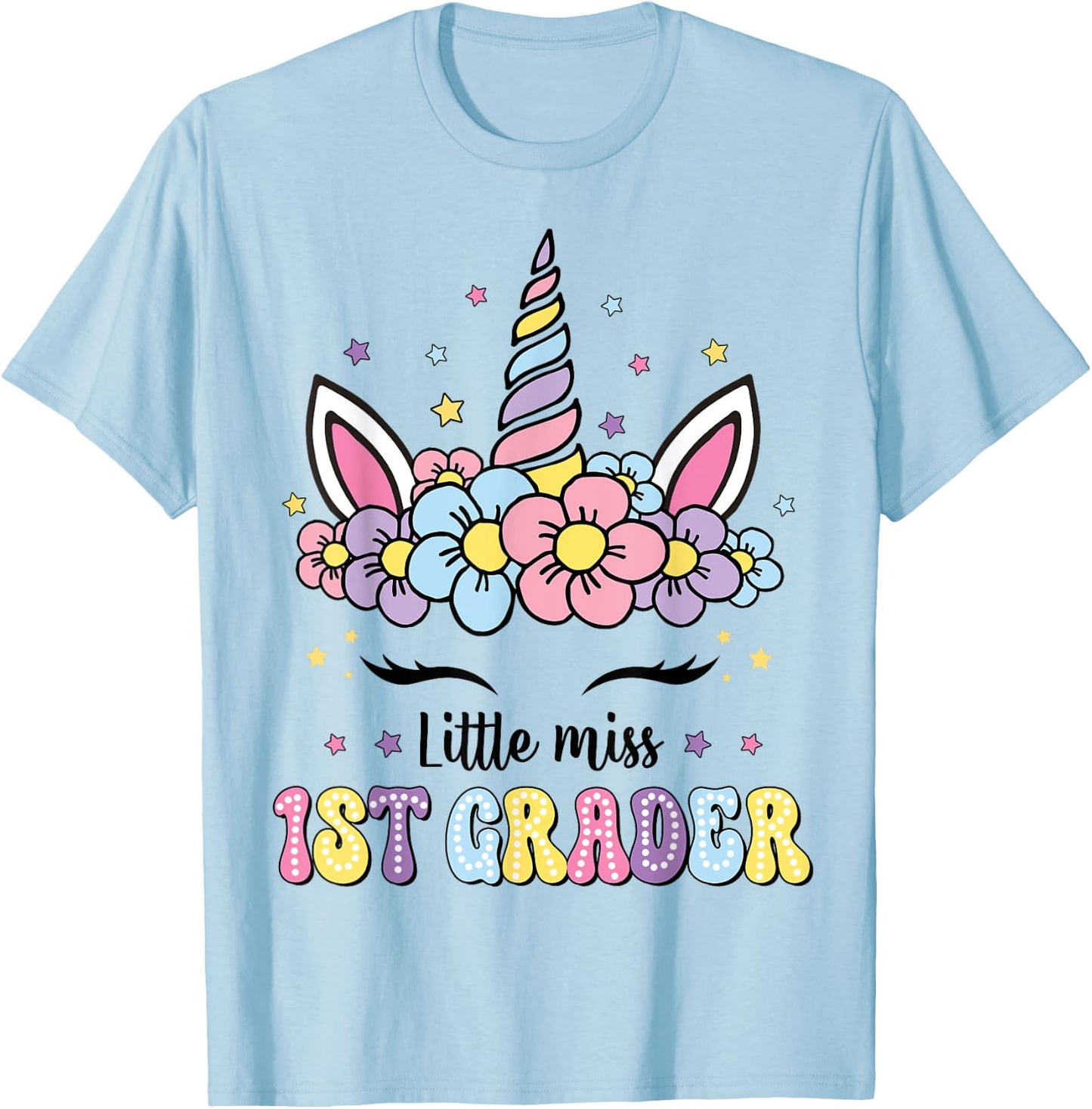 Little Miss 1st Grade Grader Hello First Day Of School Girls T-Shirt - T-Shirt | Light Blue