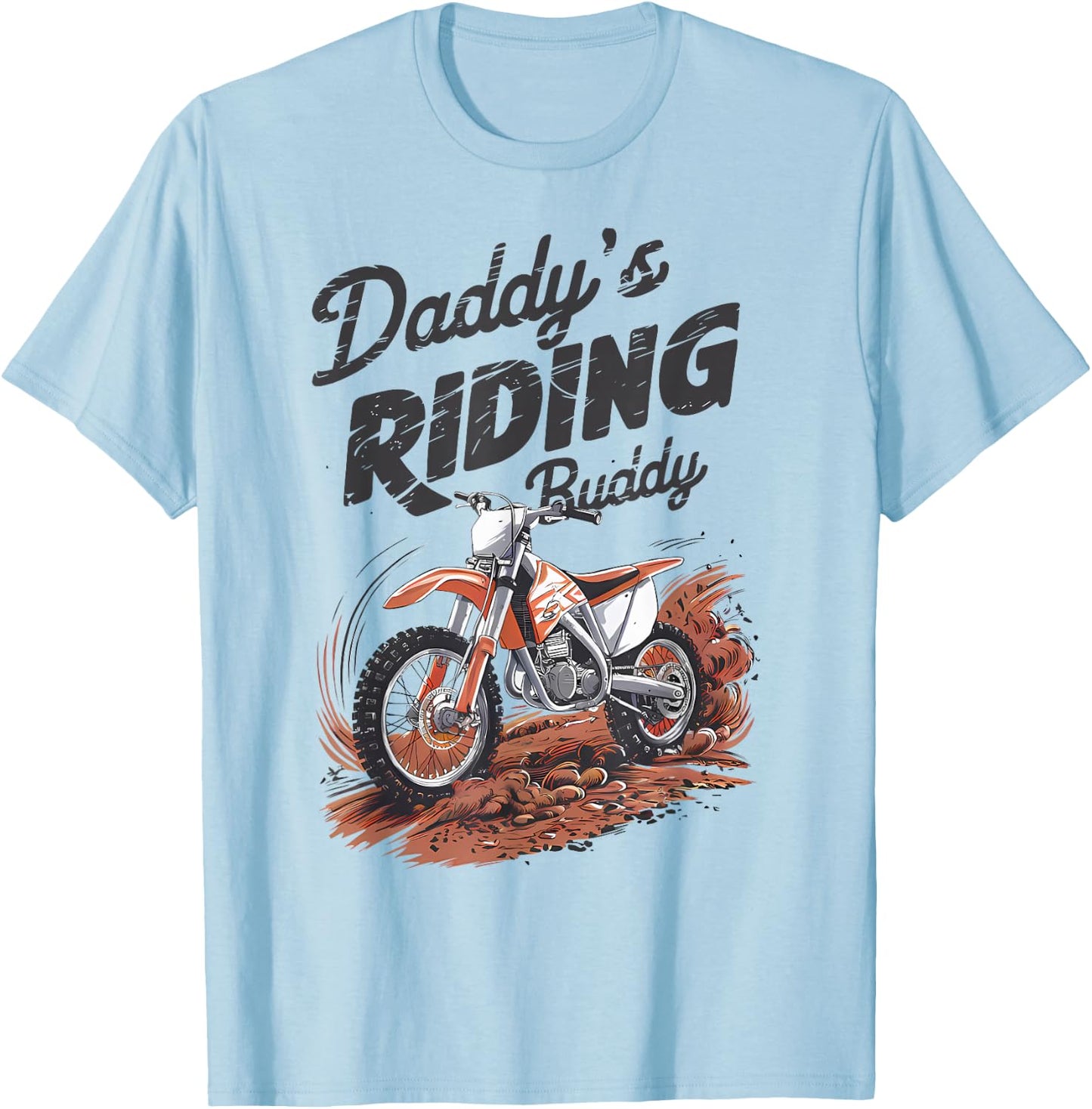 Daddy's Riding Buddy Retro Dirt Bike Dad And Me Boy Kids T-Shirt - T-Shirt | Light Blue