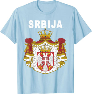 Serbian Srbija National Emblem T-Shirt - T-Shirt | Light Blue