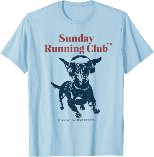 Sunday-Running-Club - Racing Weiner Dachshund T-Shirt - T-Shirt | Light Blue