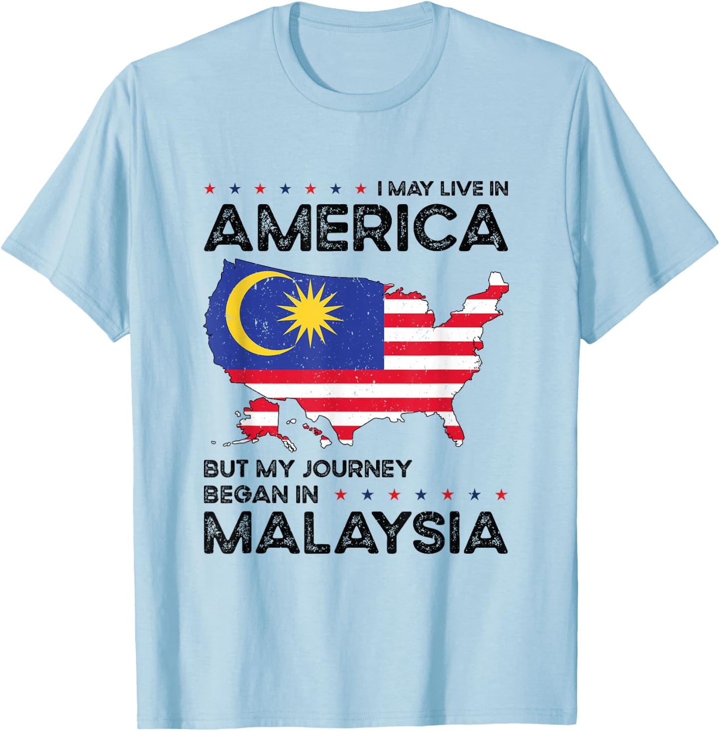 Malaysian American Patriot USA Grown Malaysia US Flag T-Shirt - T-Shirt | Light Blue