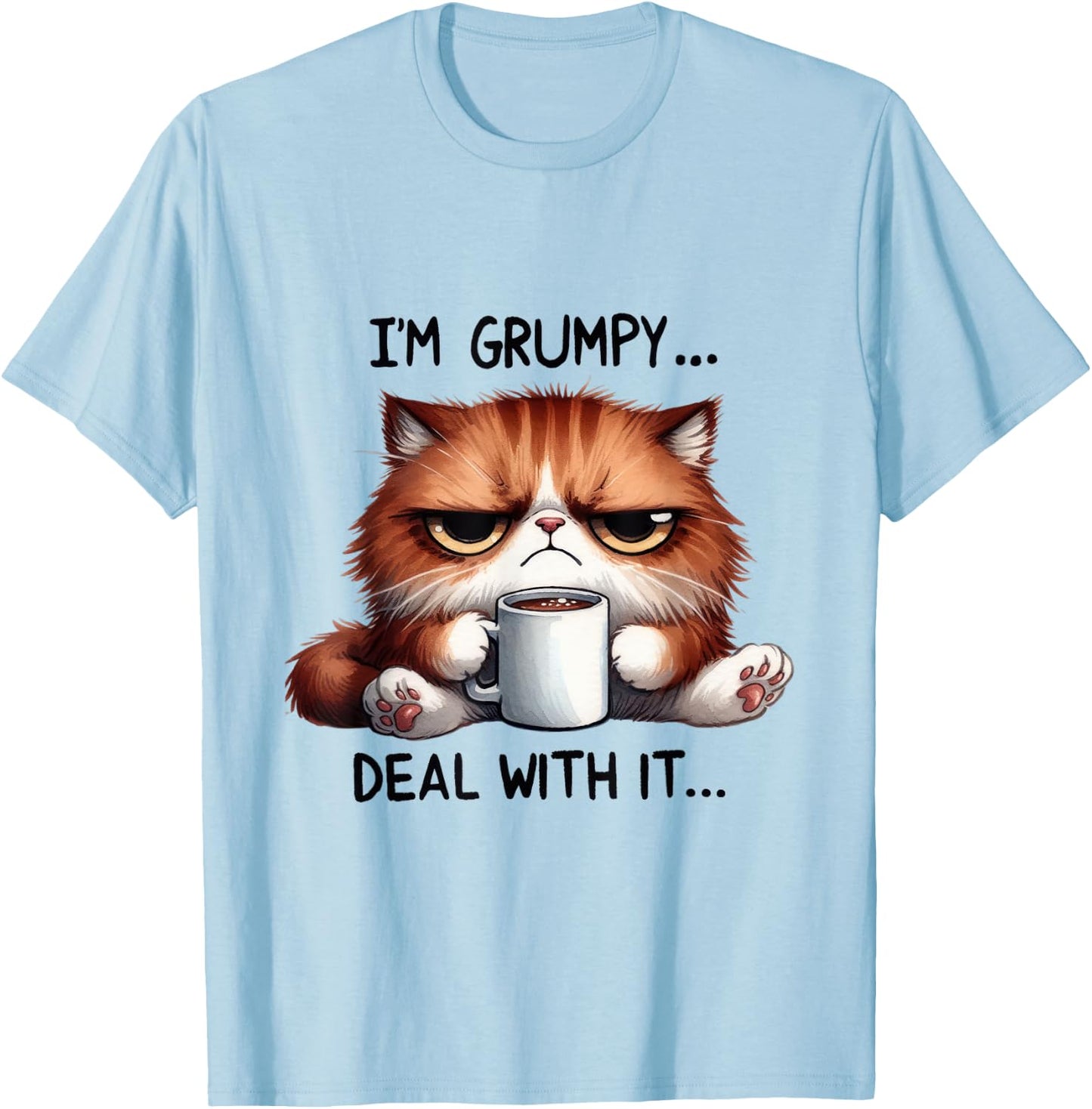funny cat i'm grumpy deal with it Women Kids T-Shirt - T-Shirt | Light Blue