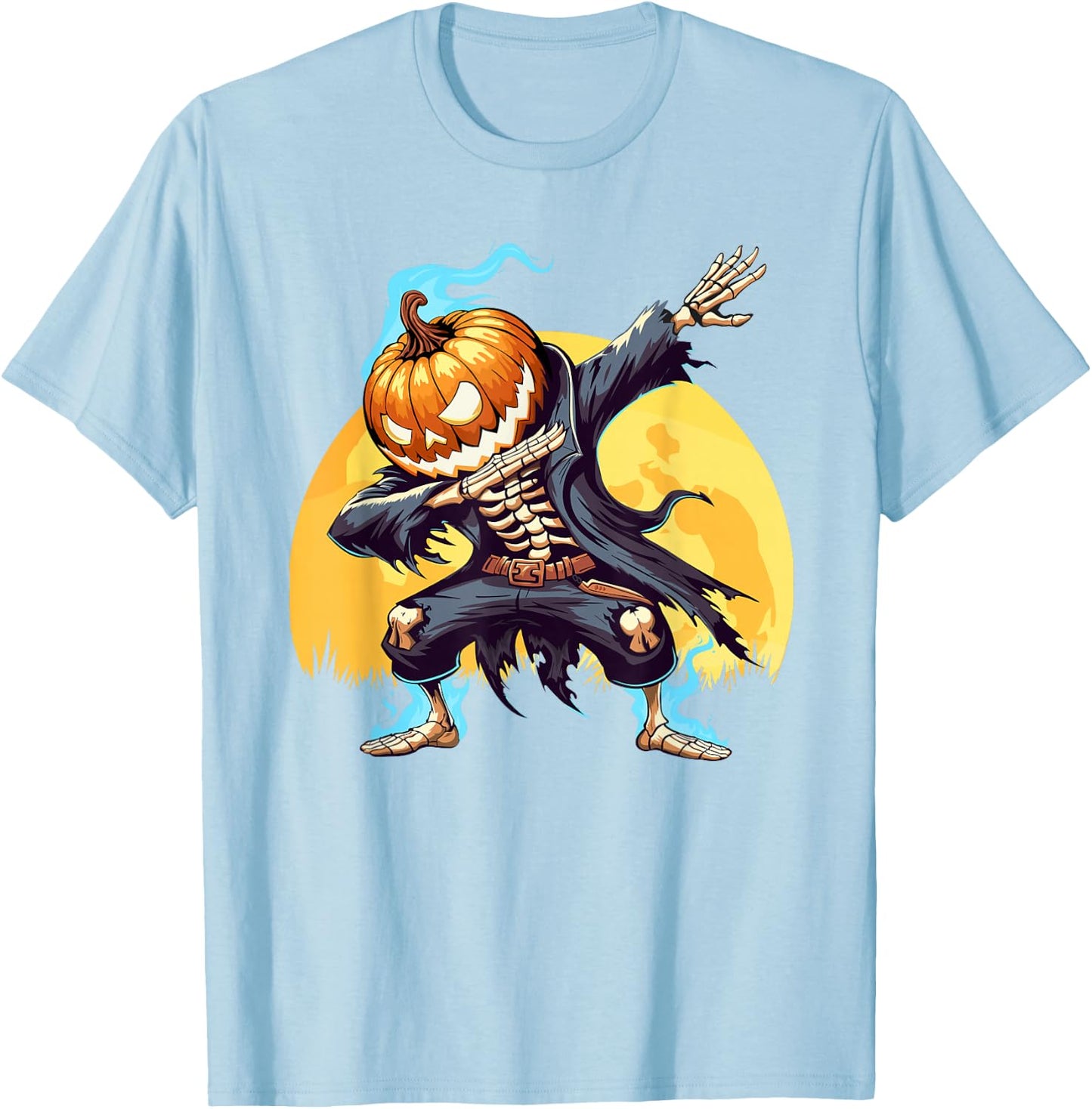 Dabbing Skeleton Headless Pumpkin Dab Dance Boys Halloween T-Shirt - T-Shirt | Light Blue