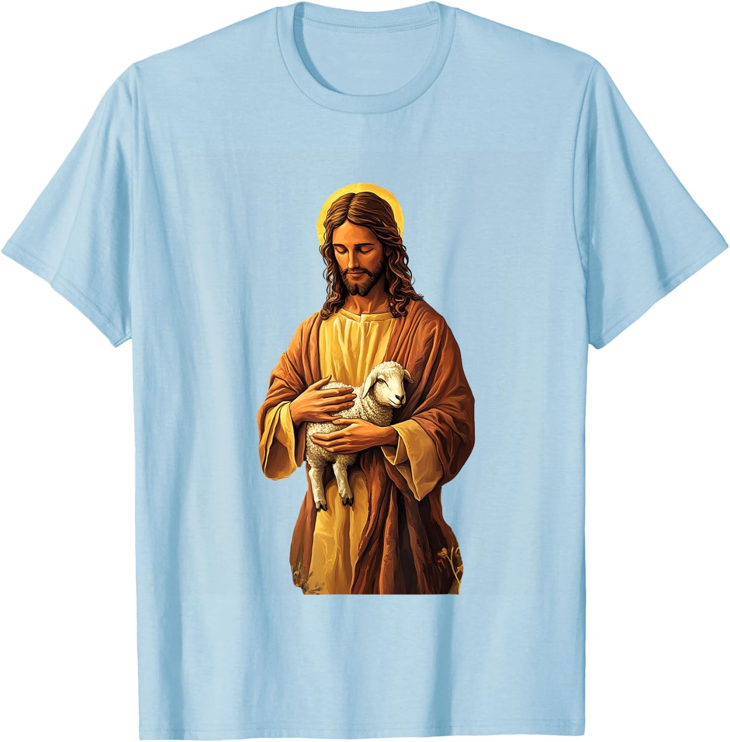 Jesus Holding Lamb Good Shepherd T-Shirt - T-Shirt | Light Blue