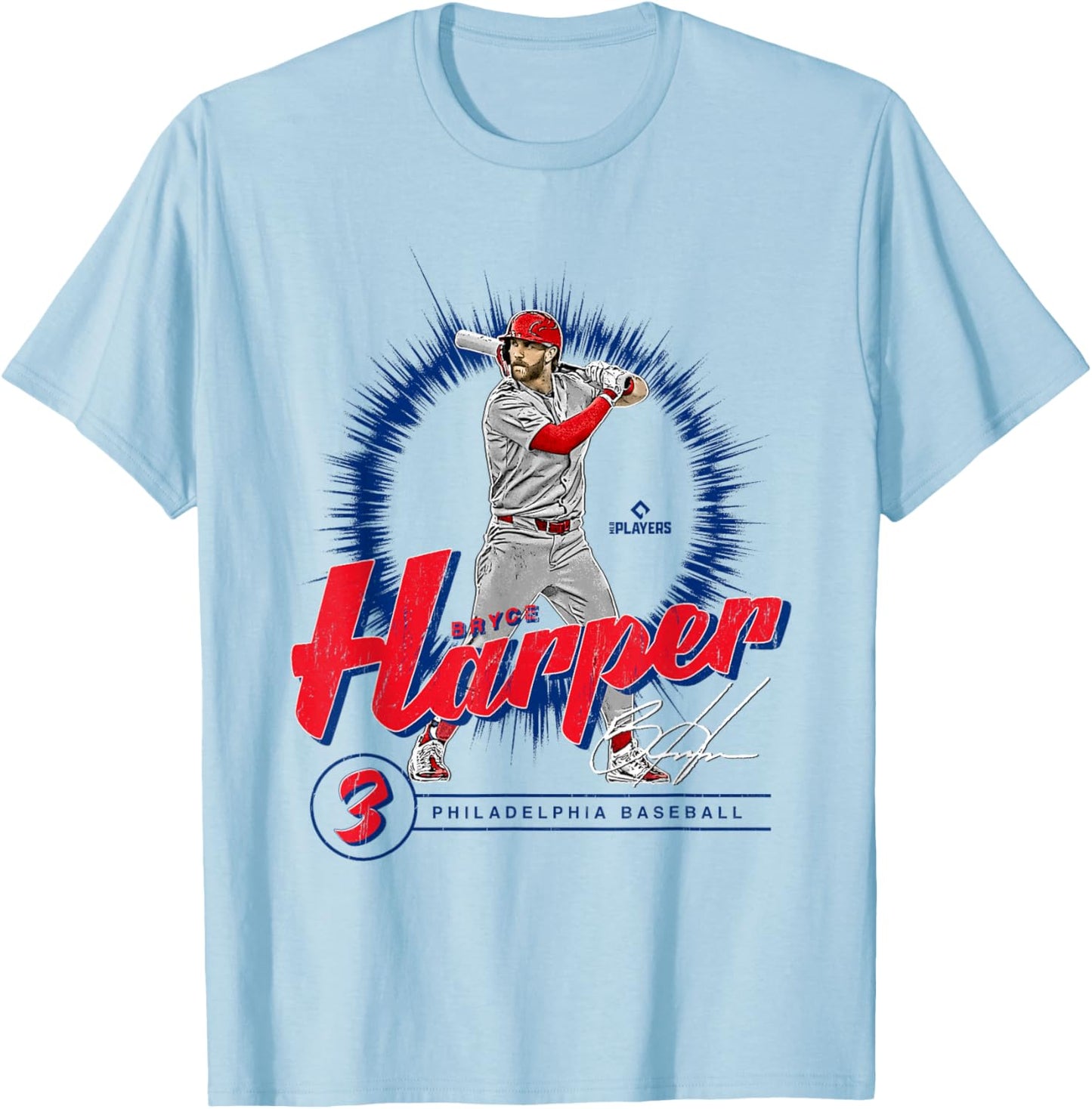 Bryce Harper | Philadelphia MLB Baseball Players| MLBBHA305N T-Shirt - T-Shirt | Light Blue