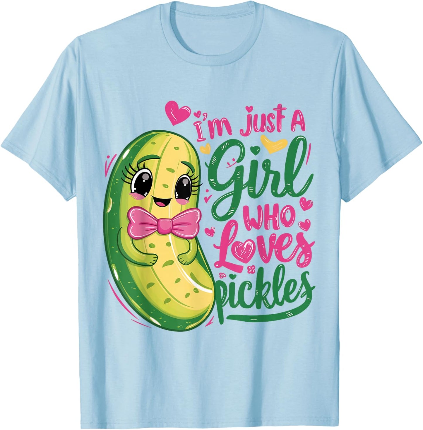 I'm Just a Girl Who Loves Pickles Cute Funny Pickle Lover T-Shirt - T-Shirt | Light Blue