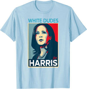 White Dudes For Harris-2024 T-Shirt - T-Shirt | Light Blue