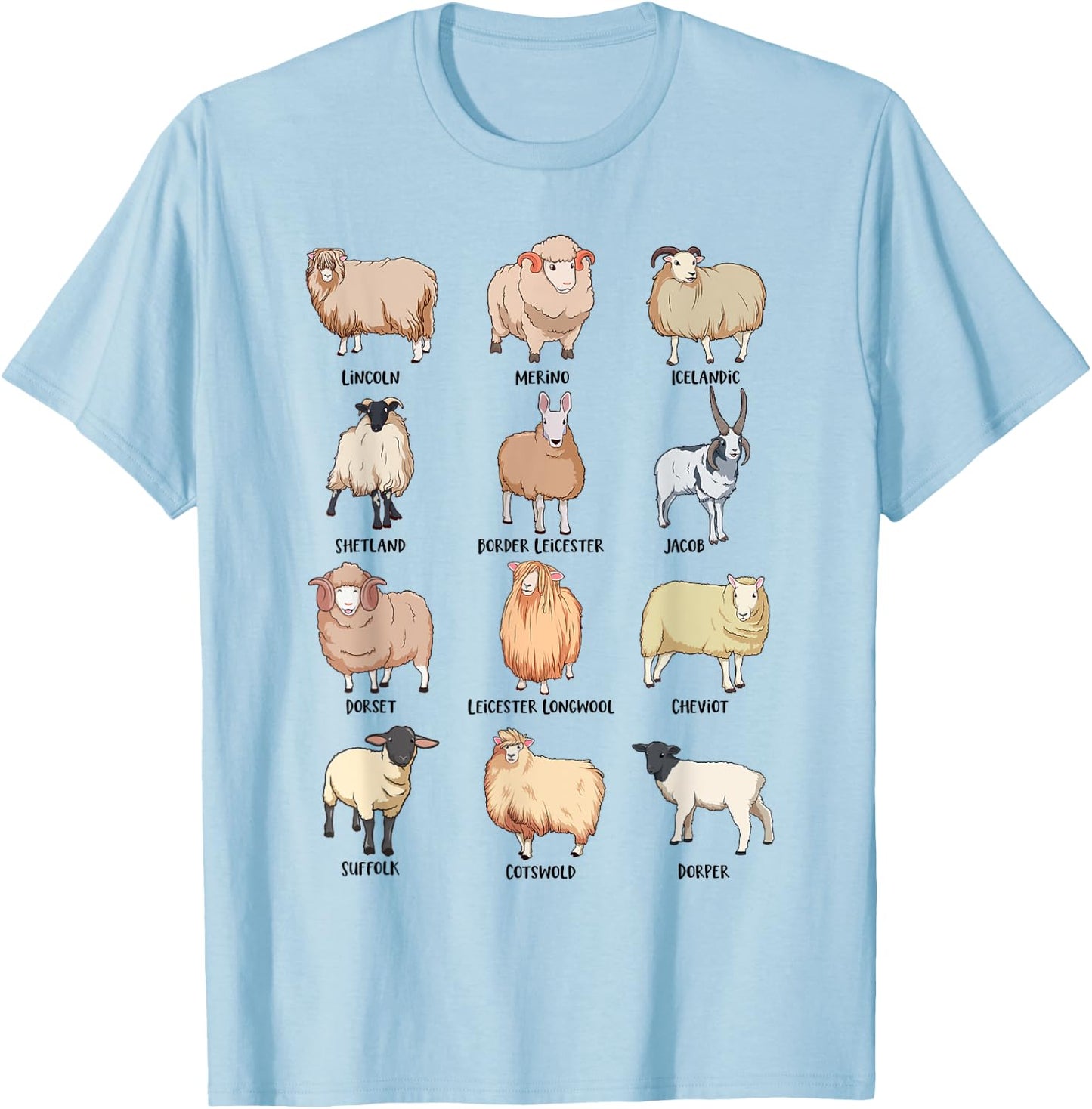Sheep breeds - Sheep motif T-Shirt - T-Shirt | Light Blue