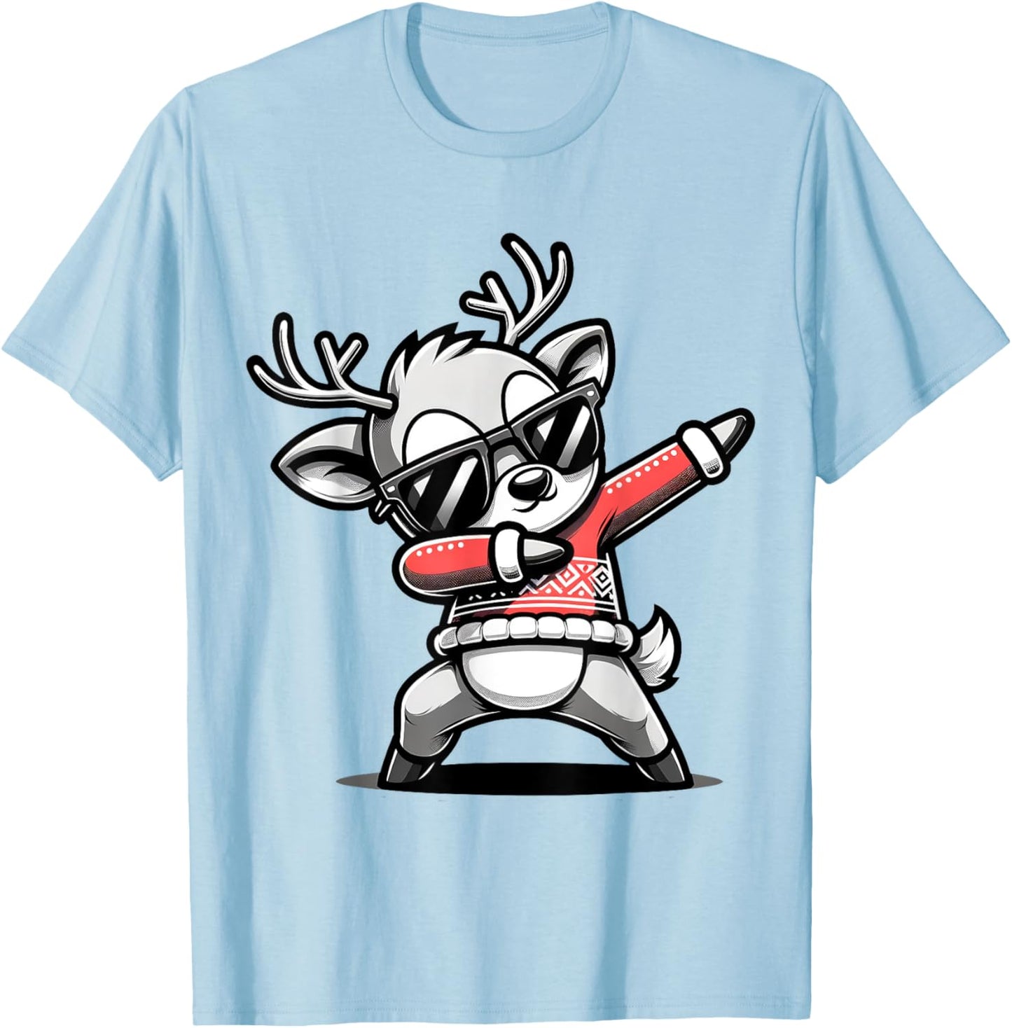 Christmas Reindeer Boys Dabbing Reindeer Santa Xmas Funny T-Shirt - T-Shirt | Light Blue