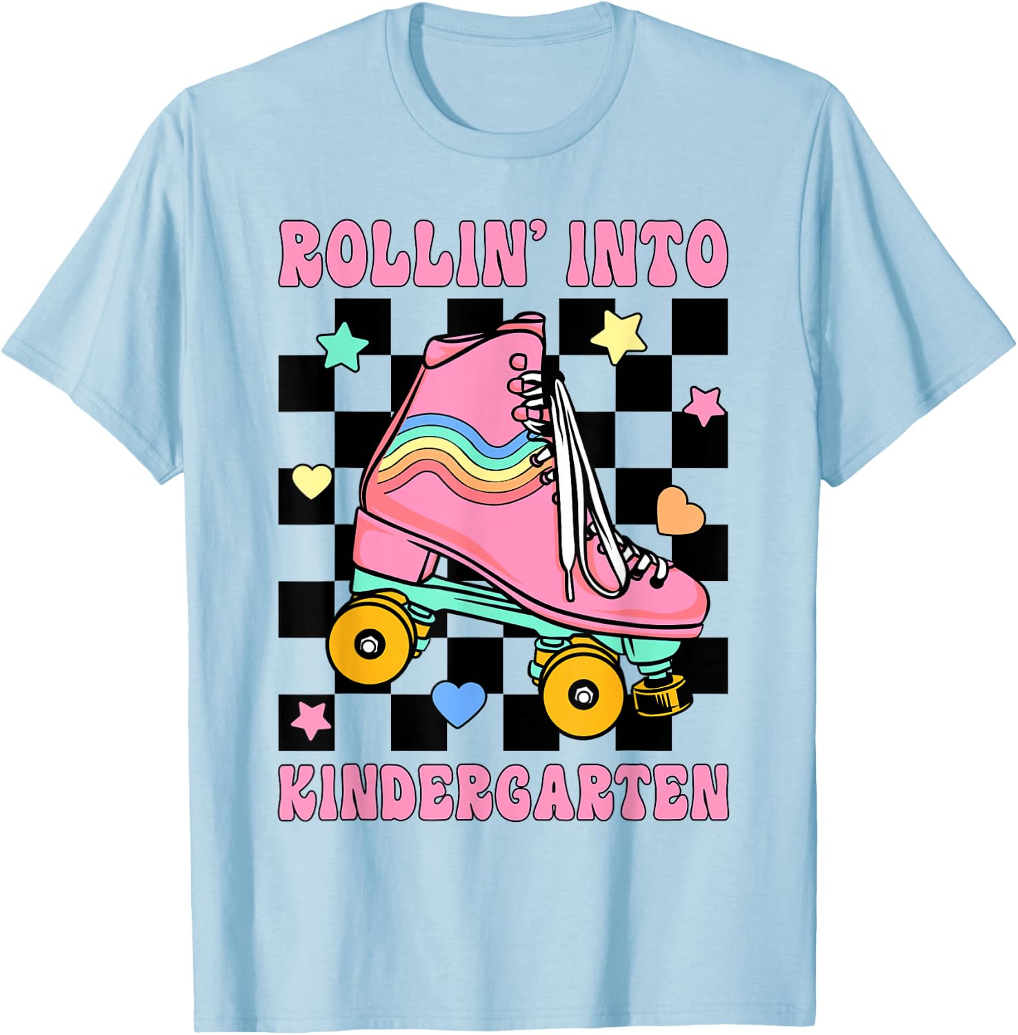 Rolling Into Kindergarten Roller Skating Girl Back To School T-Shirt - T-Shirt | Light Blue
