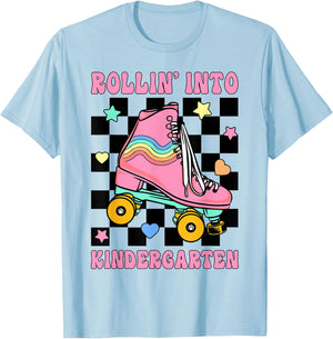 Rolling Into Kindergarten Roller Skating Girl Back To School T-Shirt - T-Shirt | Light Blue