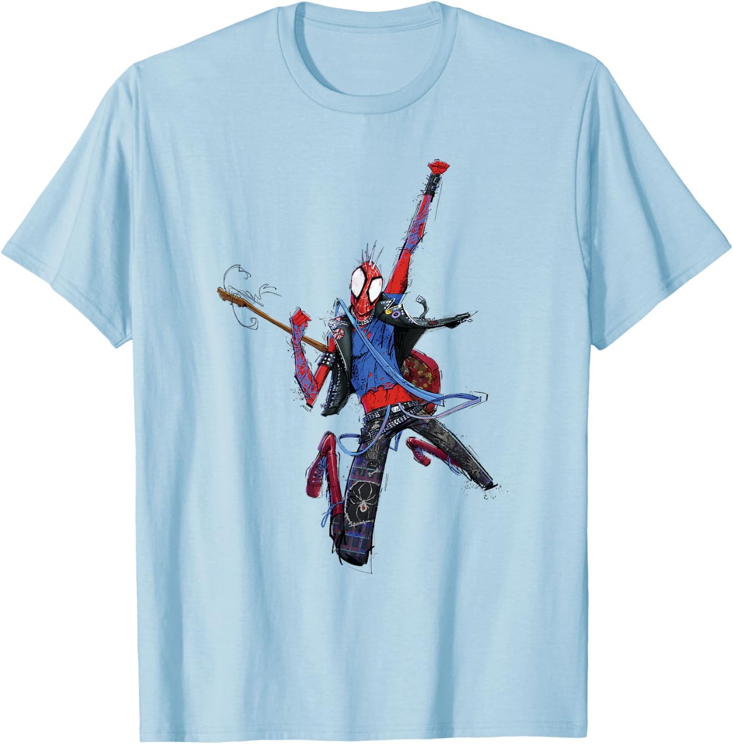 Marvel Spider-Man Across The Spider-Verse Part 1 Punk Spidey T-Shirt - T-Shirt | Light Blue