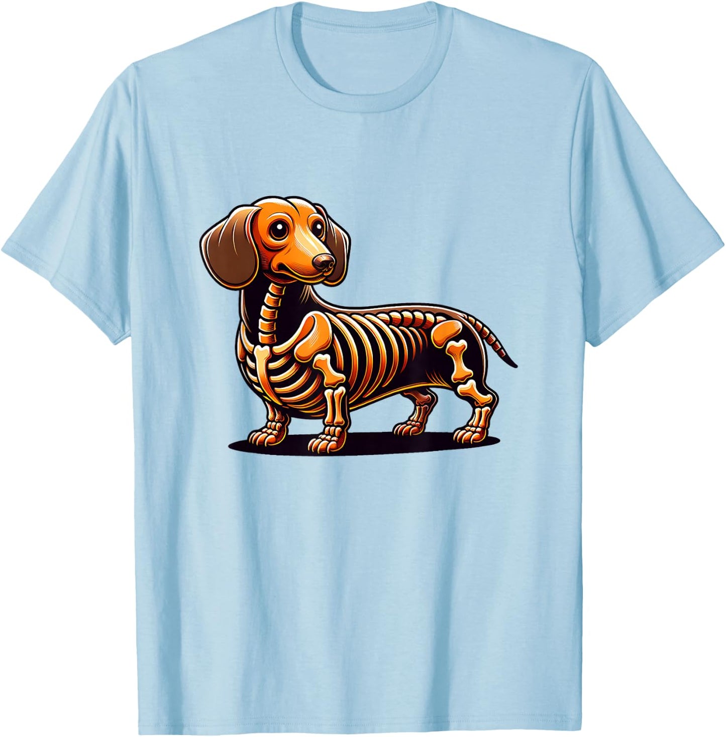 Cute Funny Skeleton Dachshund Wiener Dog Halloween T-Shirt - T-Shirt | Light Blue