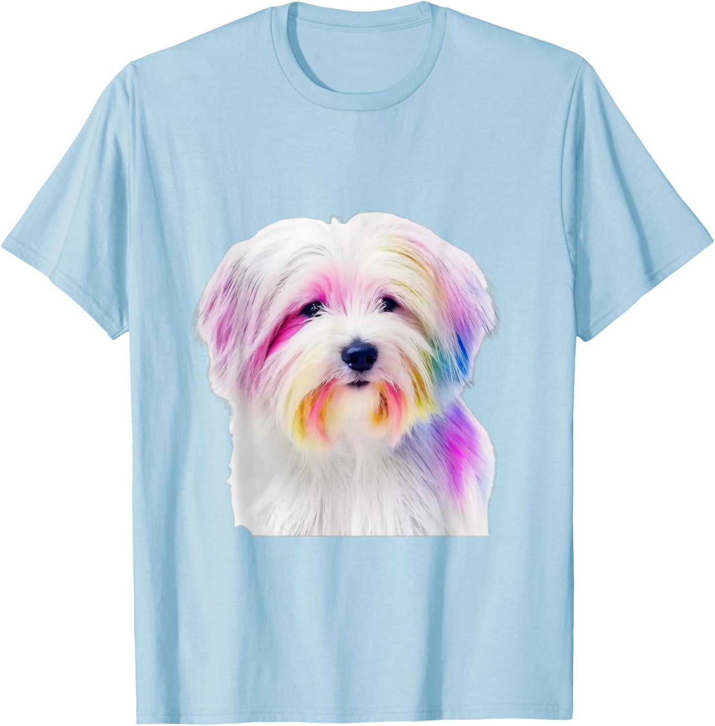 Coton De Tulear Dog Colorful Watercolor Dog T-Shirt - T-Shirt | Light Blue