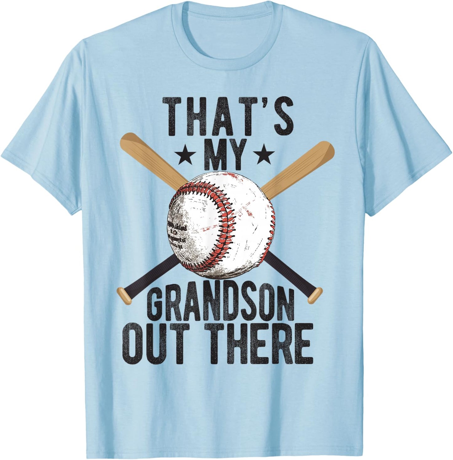 That's My Grandson Out There Baseball For Grandpa Grandma T-Shirt - T-Shirt | Light Blue