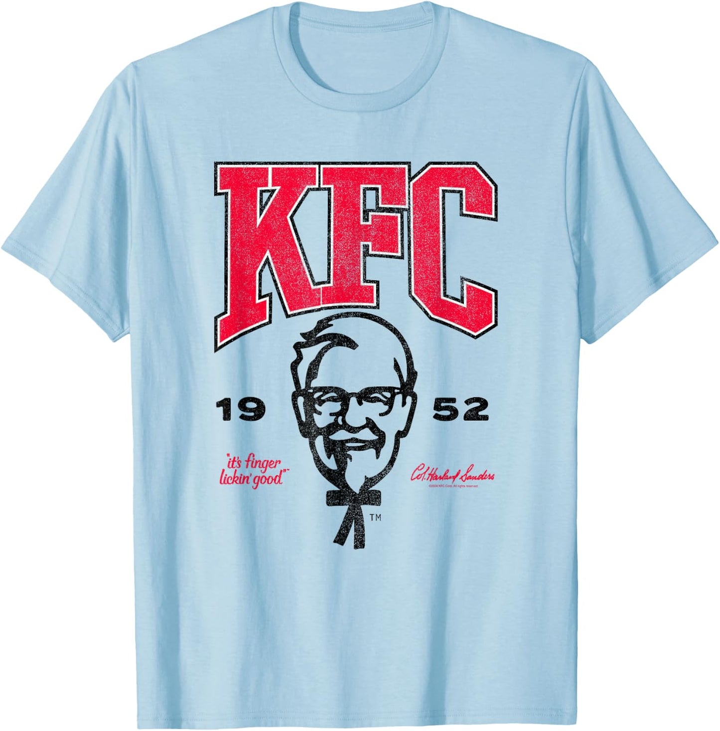 Officially Licensed KFC Colonel Sanders Chicken the Hard Way T-Shirt - T-Shirt | Light Blue