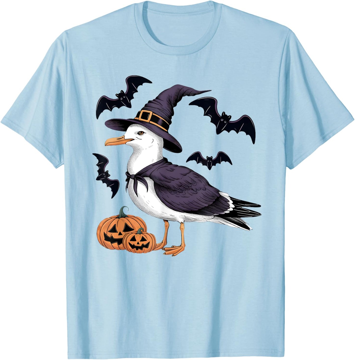 Seagull Bird Halloween Costume Pumpkin Bat Witch T-Shirt - T-Shirt | Light Blue