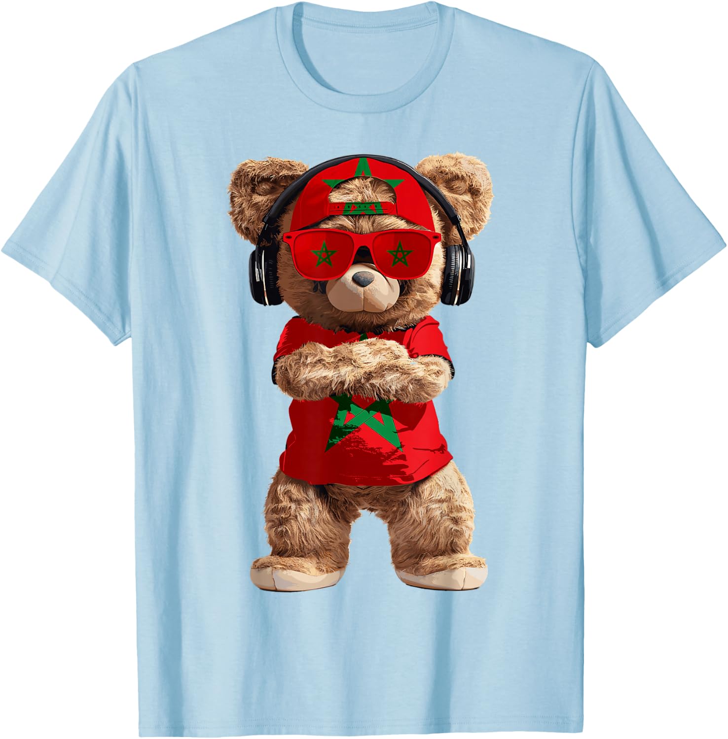 Morocco Flag Souvenirs Bear Outfit Products Moroccan T-Shirt - T-Shirt | Light Blue