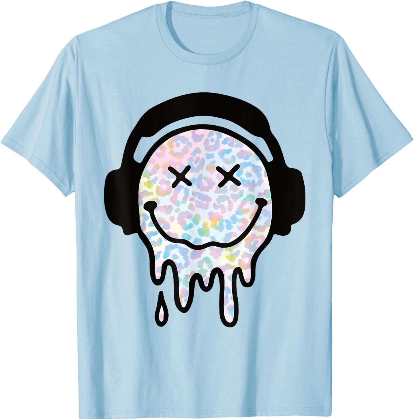 Melting Yellow Smile Funny Smiling Melted Dripping Face Cute T-Shirt - T-Shirt | Light Blue
