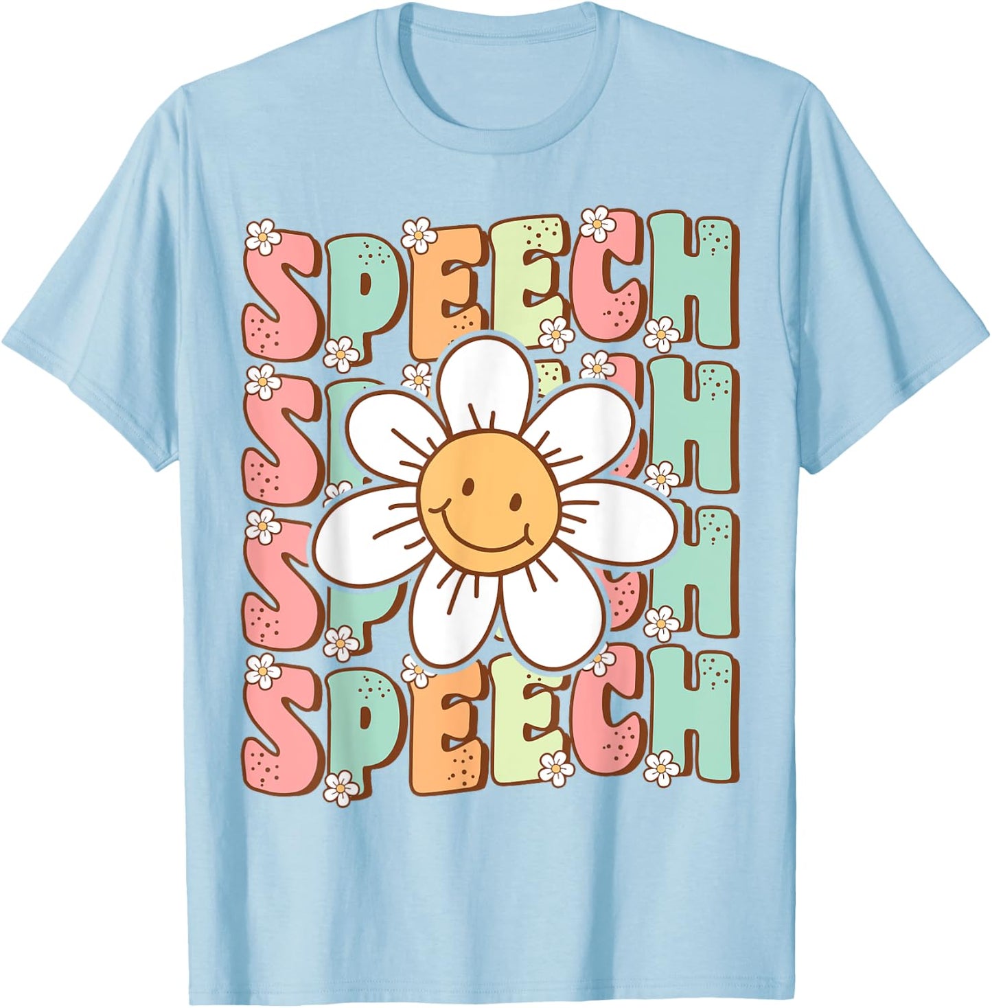 Groovy Retro Speech Language Pathologist Speech Therapist T-Shirt - T-Shirt | Light Blue