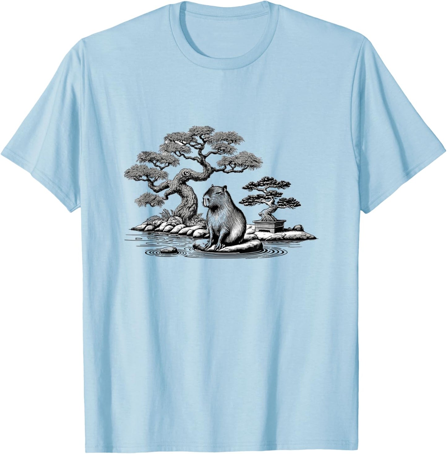 Retro Capybara Japanese Art T-Shirt - T-Shirt | Light Blue