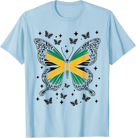 Jamaican Butterfly Jamaica T-Shirt - T-Shirt | Light Blue