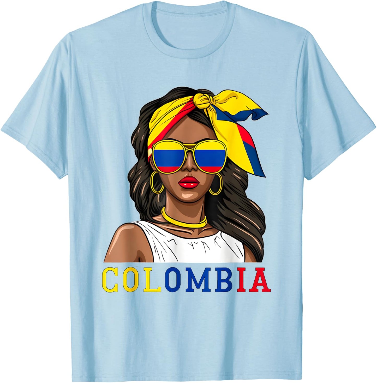 Colombianas Souvenirs Products Woman Flag Roots Colombia T-Shirt - T-Shirt | Light Blue