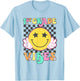 Girls 1st Grade Vibes Smile Face Back to School First Grade T-Shirt - T-Shirt | Light Blue
