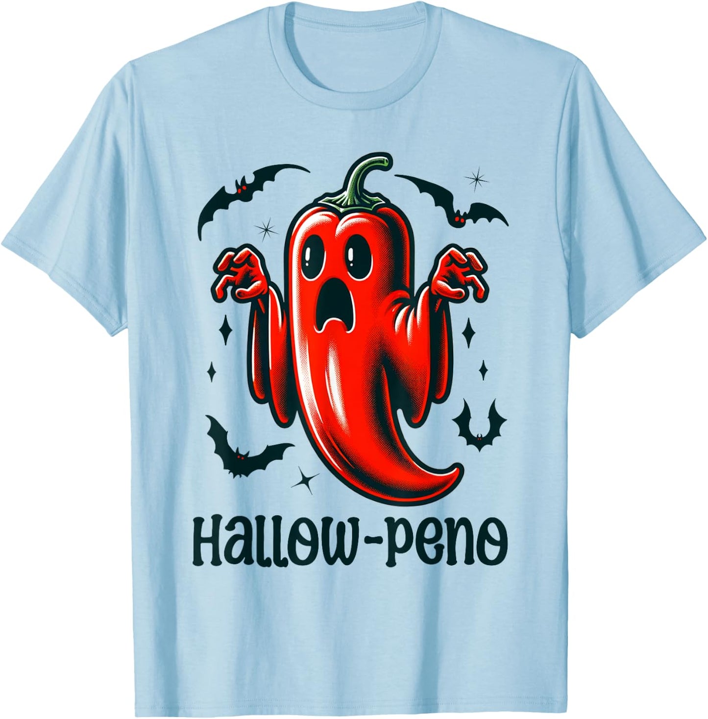 Funny Jalapeno "Hallow-peno" Halloween Costume T-Shirt - T-Shirt | Light Blue