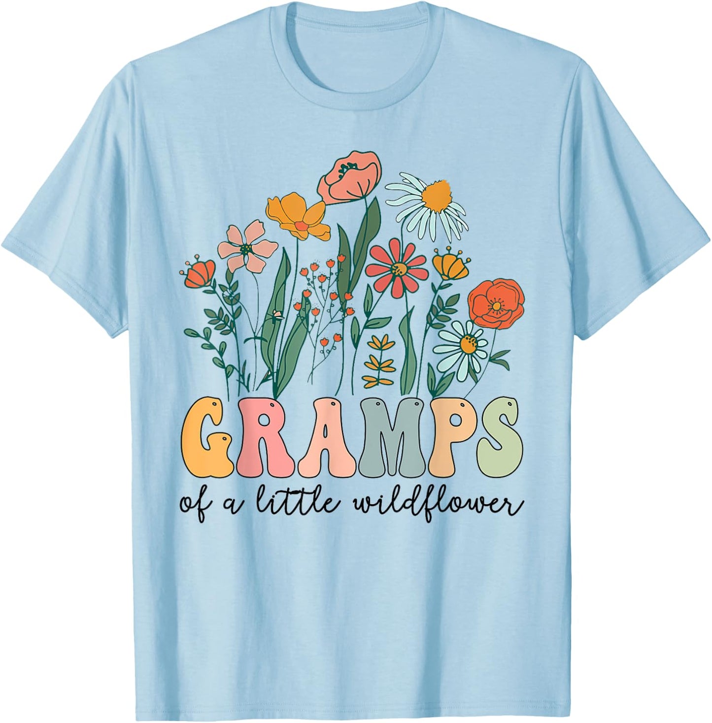 Gramps Of The Little Wildflower Birthday Party Baby Shower T-Shirt - T-Shirt | Light Blue