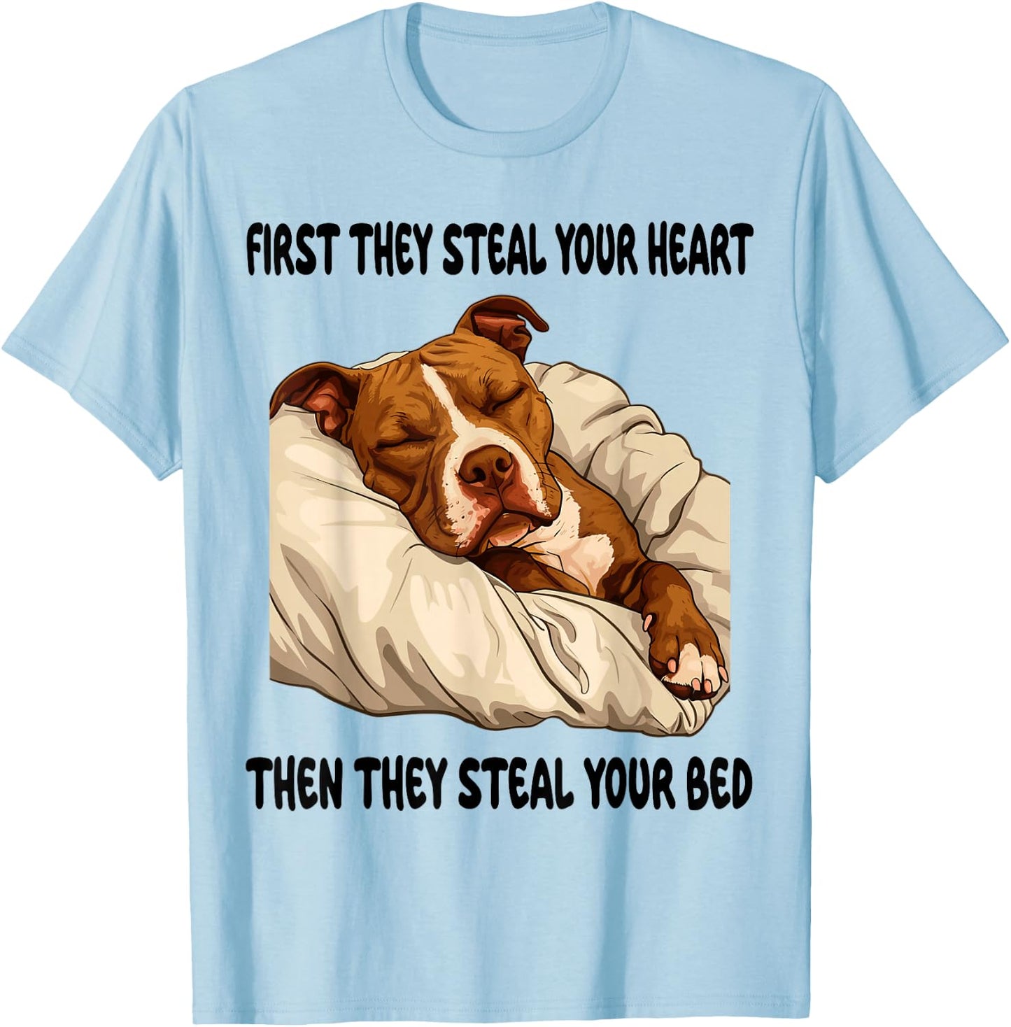 Pitbull Sleeping Pajamas Nightgown T-Shirt - T-Shirt | Light Blue