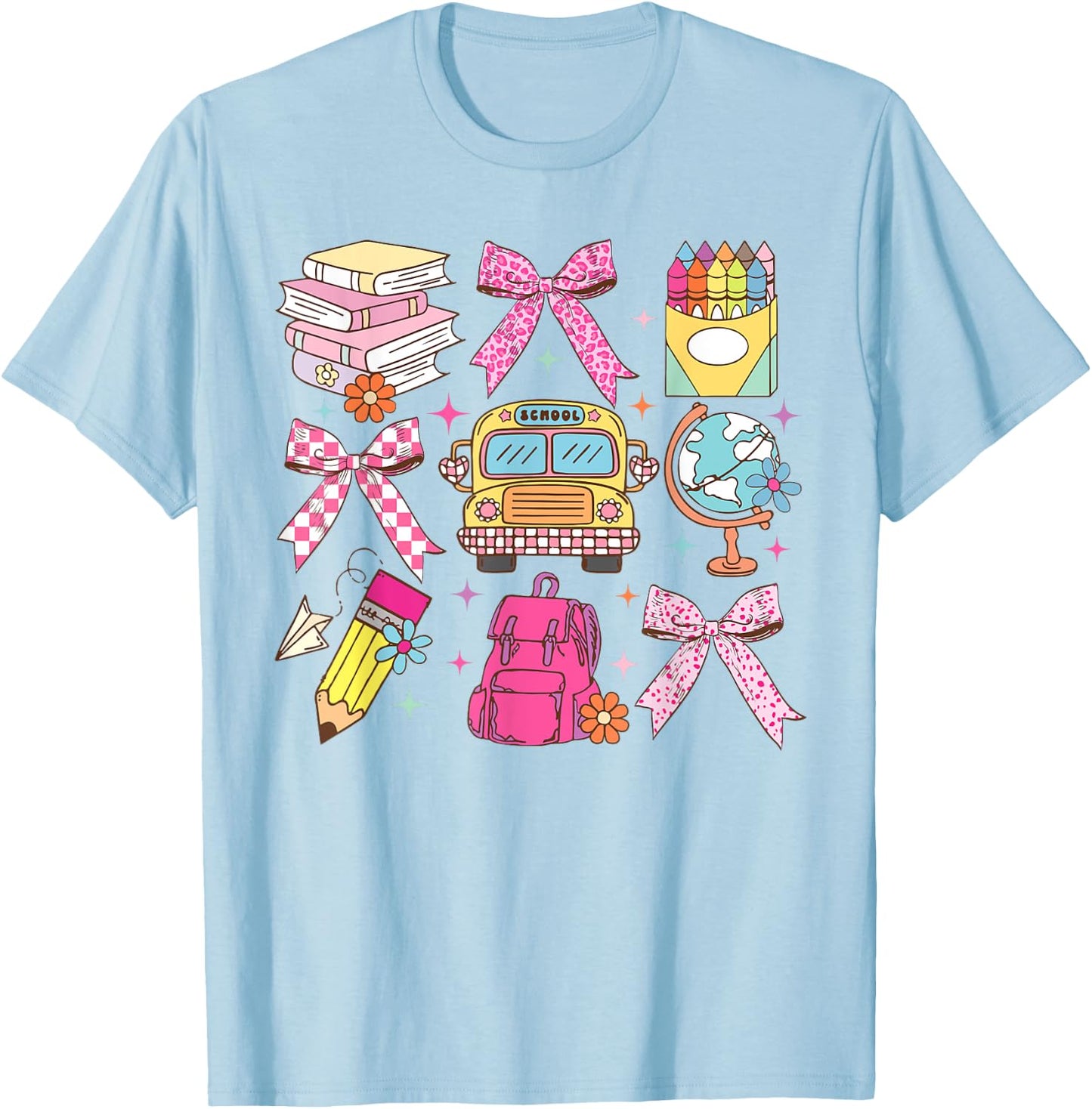 Coquette Bow Teacher Back To School Teacher Life Student Kid T-Shirt - T-Shirt | Light Blue