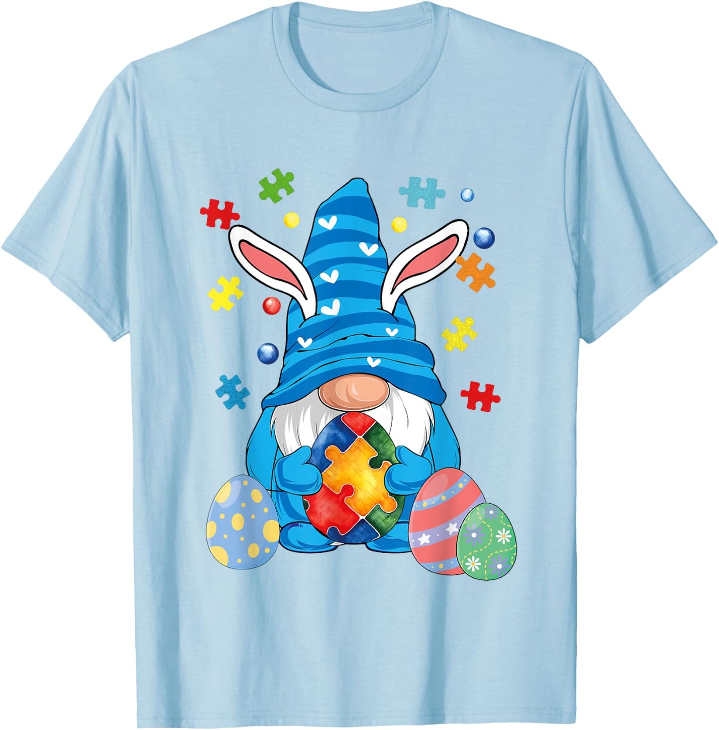 Autism Easter Gnome Autism Awareness Easter Day Gnomes Egg T-Shirt - T-Shirt | Light Blue