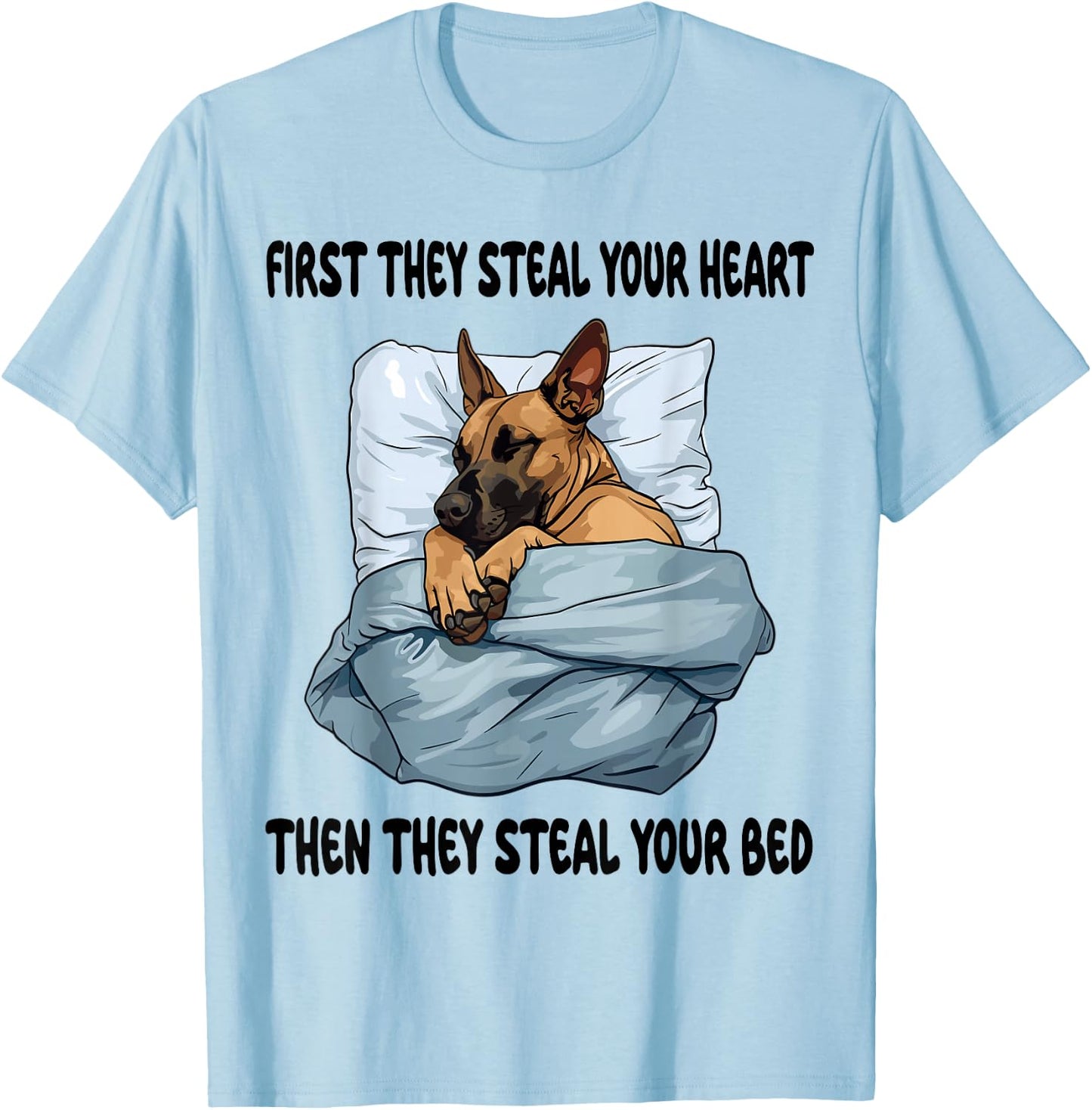 Belgian Malinois Sleeping Pajamas Nightgown T-Shirt - T-Shirt | Light Blue