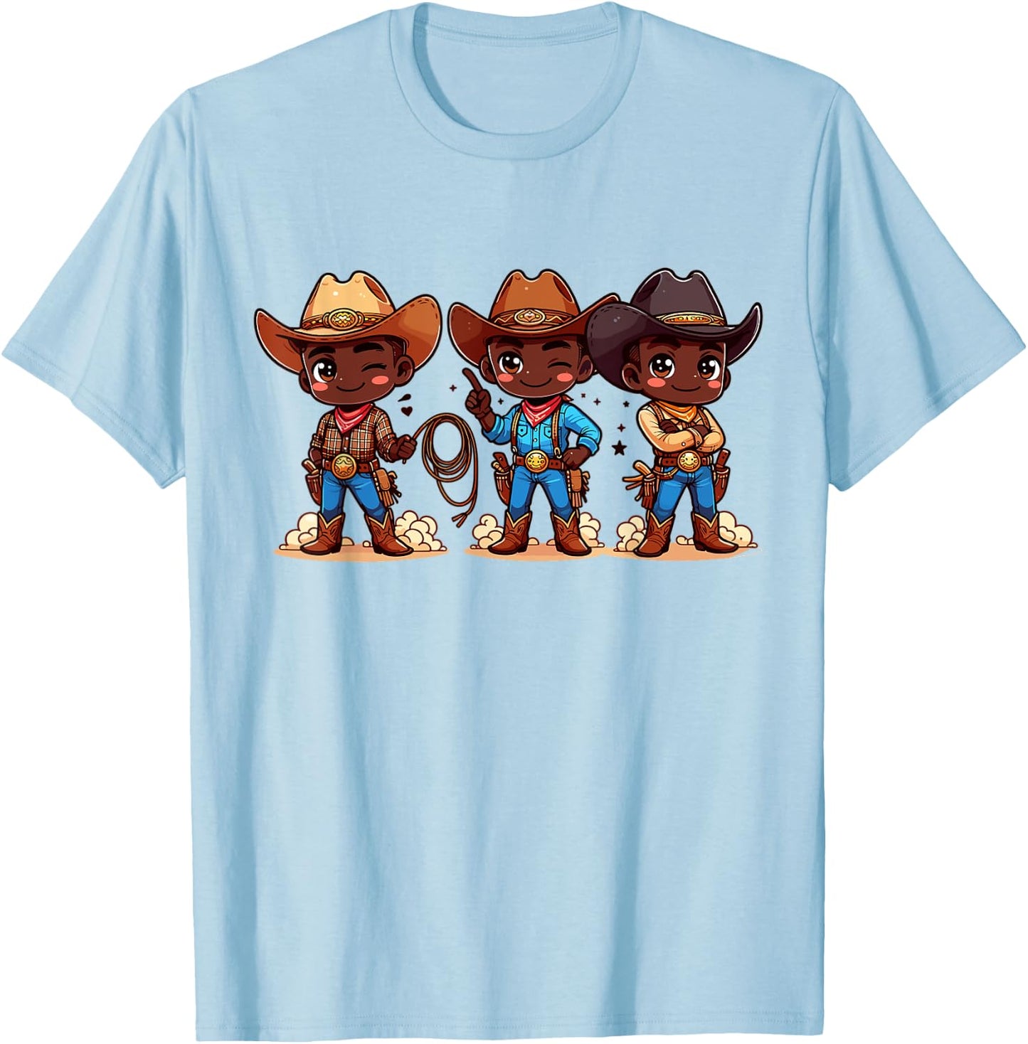 Black Cowboy Western Rodeo Melanin Black History Texas Kids T-Shirt - T-Shirt | Light Blue