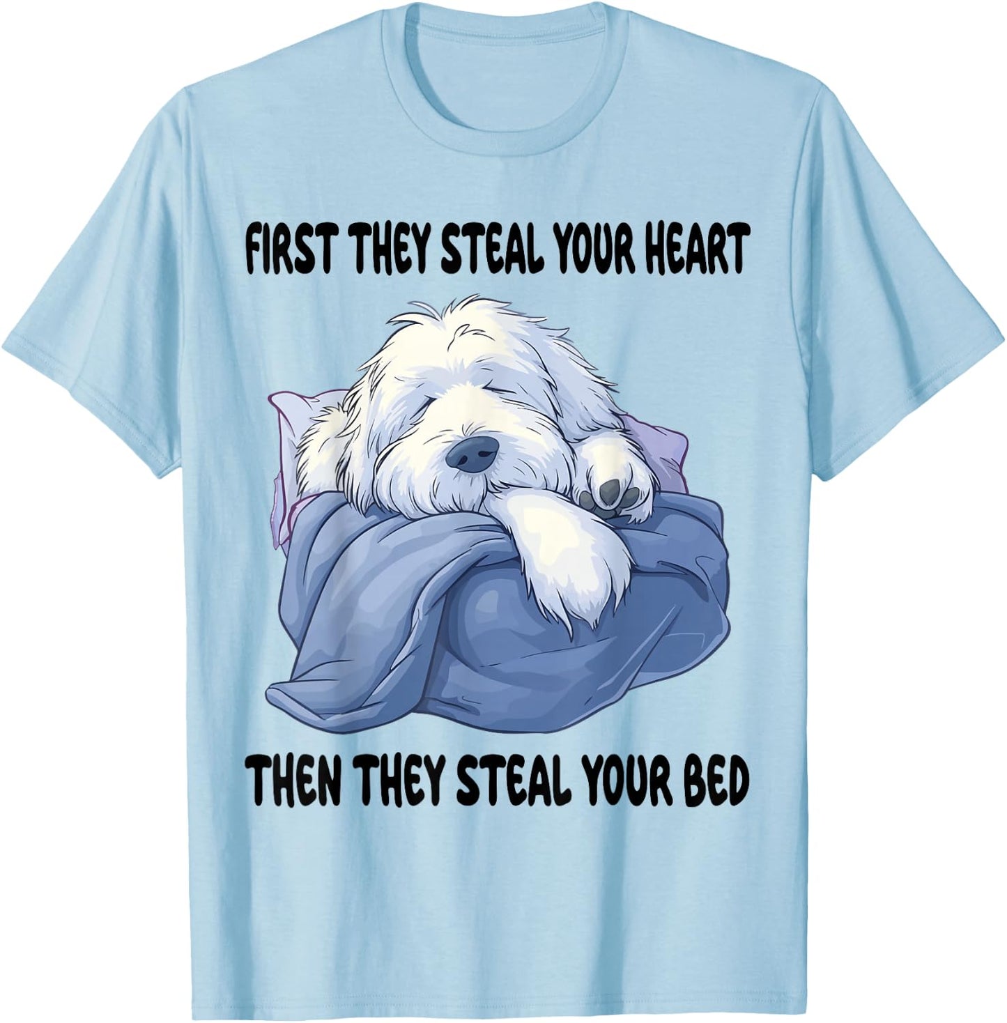 Old English Sheepdog Sleeping Pajamas Nightgown T-Shirt - T-Shirt | Light Blue