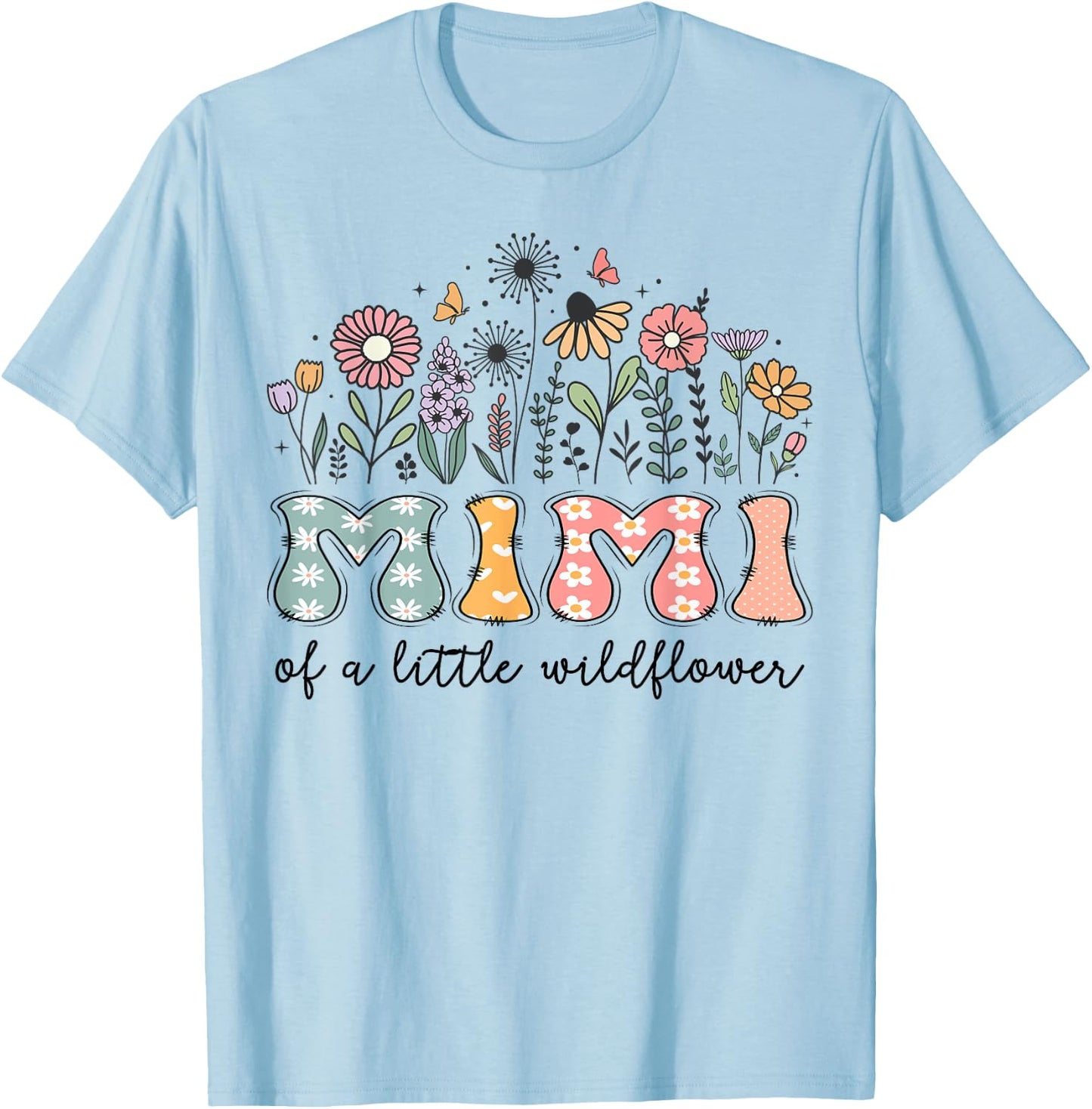 Mimi Of The Little Wildflower Baby Birthday Party T-Shirt - T-Shirt | Light Blue