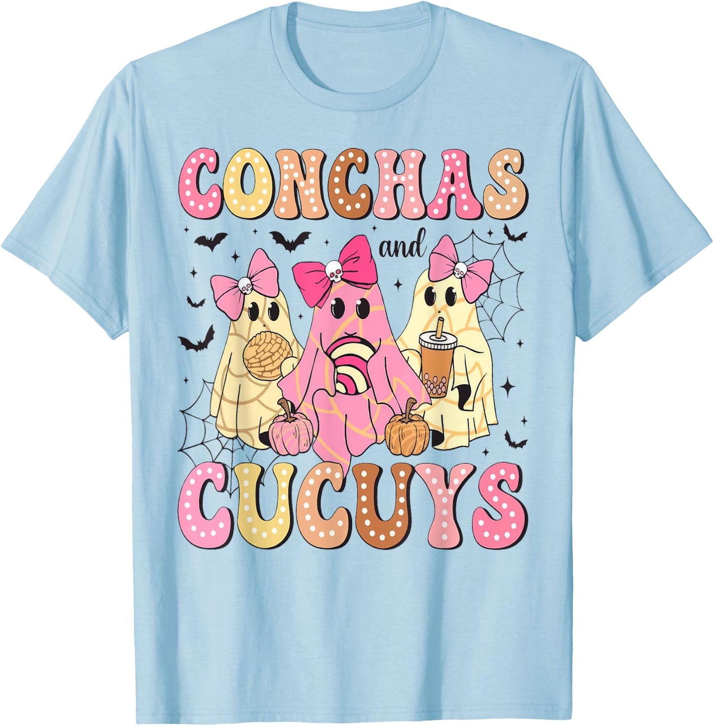 Pantasmas Conchas And Cucuys Ghost Cafe Y Pan Halloween T-Shirt - T-Shirt | Light Blue