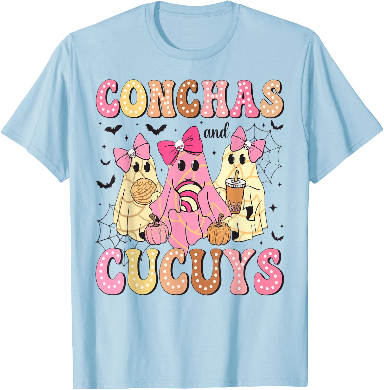 Pantasmas Conchas And Cucuys Ghost Cafe Y Pan Halloween T-Shirt - T-Shirt | Light Blue