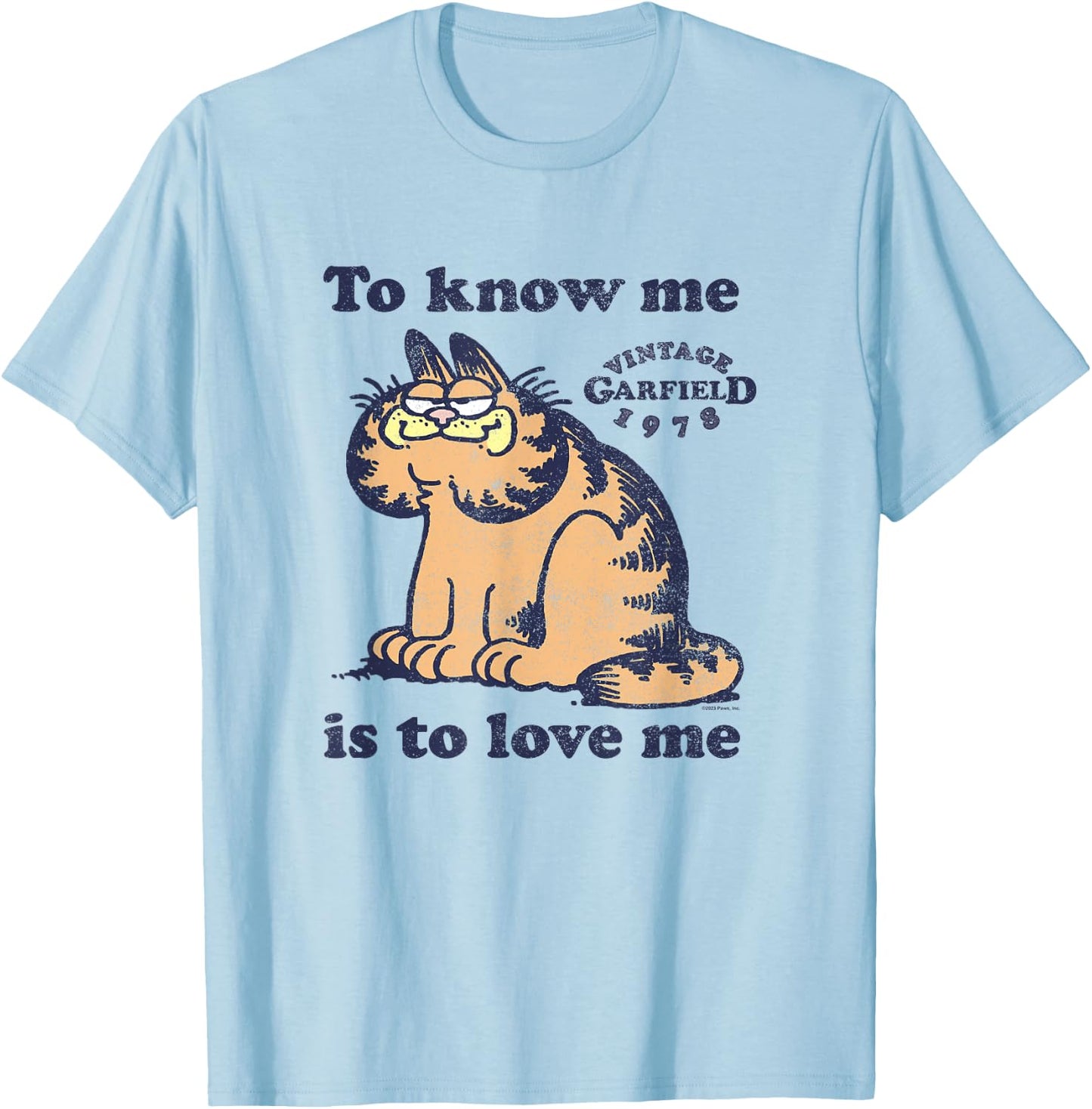 Garfield To Know Me Is To Love Me Vintage 1978 Logo T-Shirt - T-Shirt | Light Blue