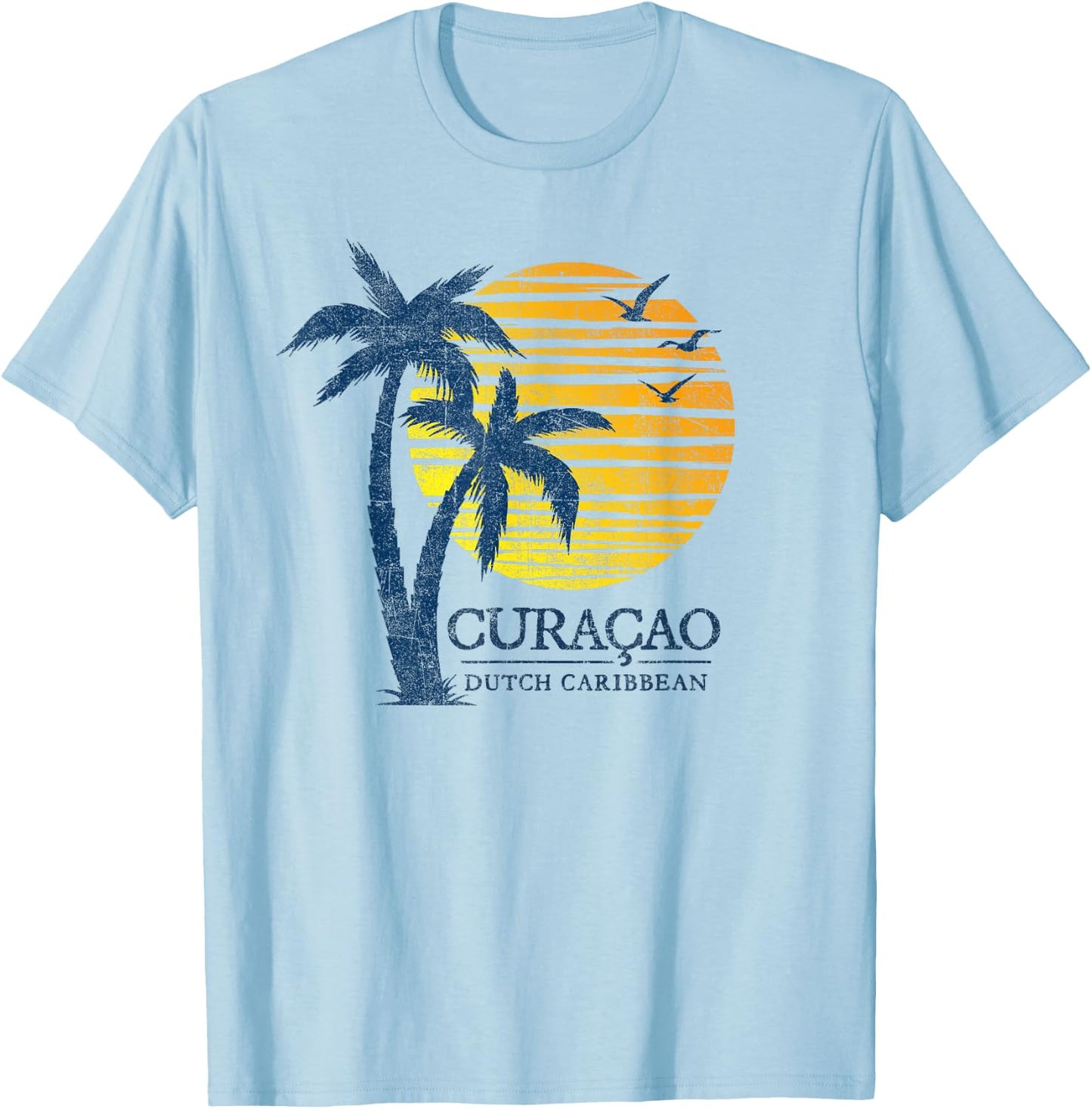 Curacao Dutch Antilles Beach Sunset Souvenir T-Shirt - T-Shirt | Light Blue