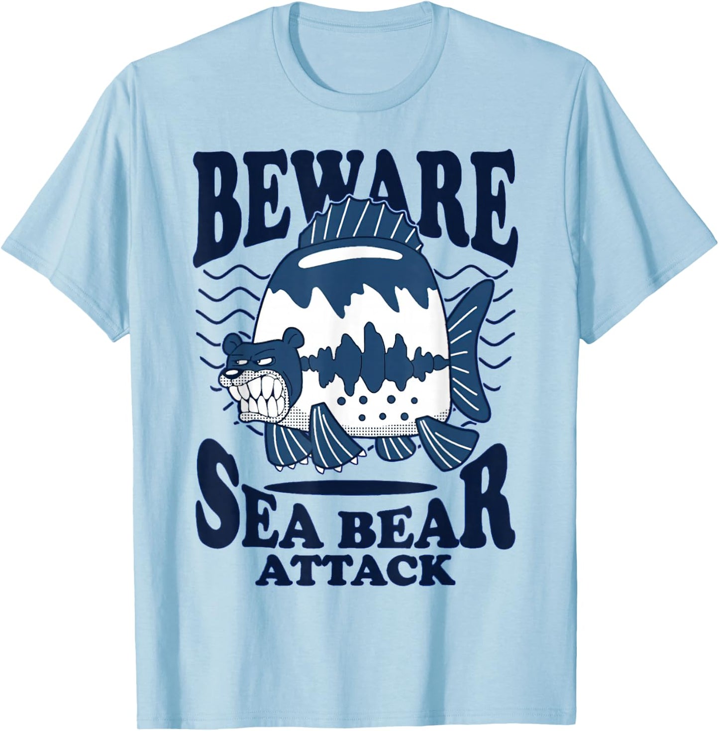 Beware Sea Bear Attack T-Shirt - T-Shirt | Light Blue