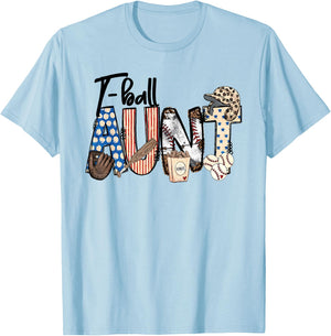 T-ball Aunt Auntie Proud ball Aunt Mother's Day Sports T-Shirt - T-Shirt | Light Blue