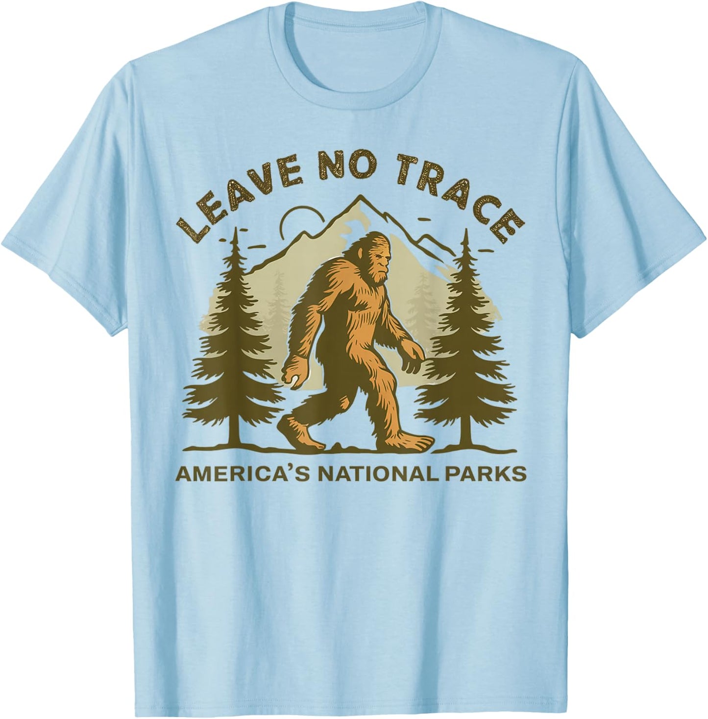 Leave No Trace America National Parks Shirt Funny Big Foot T-Shirt - T-Shirt | Light Blue