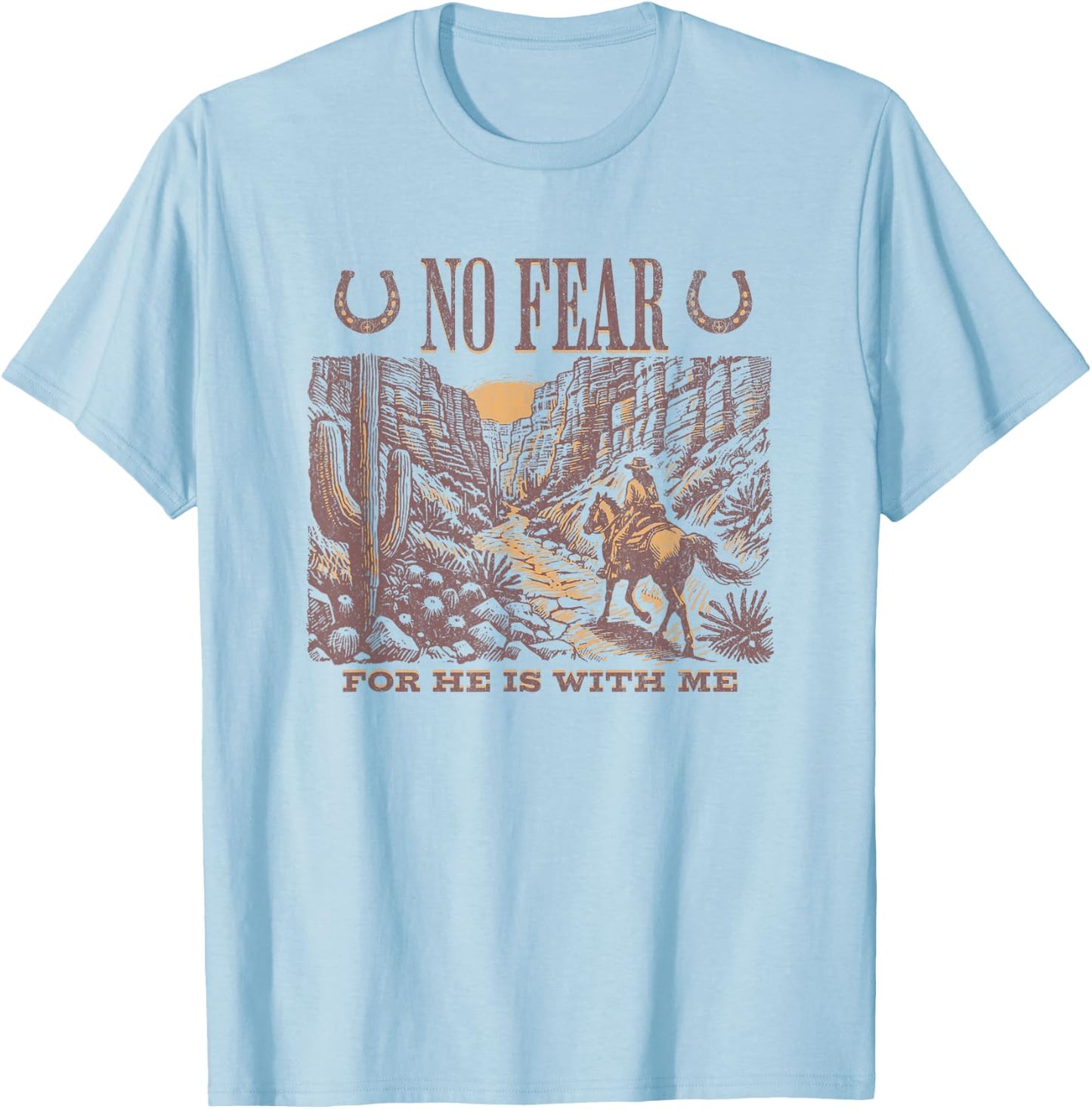Cowboy Bible Scripture Verse Western Jesus For Faith T-Shirt - T-Shirt | Light Blue