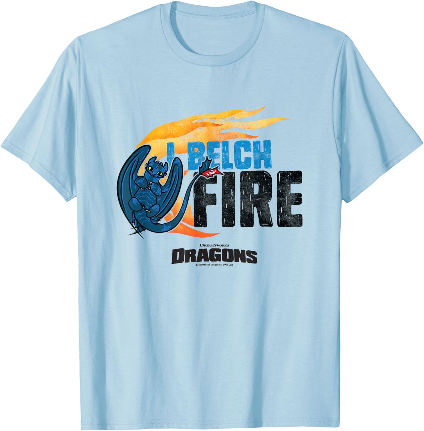 How to Train Your Dragon I Belch Fire Toothless Retro Poster T-Shirt - T-Shirt | Light Blue