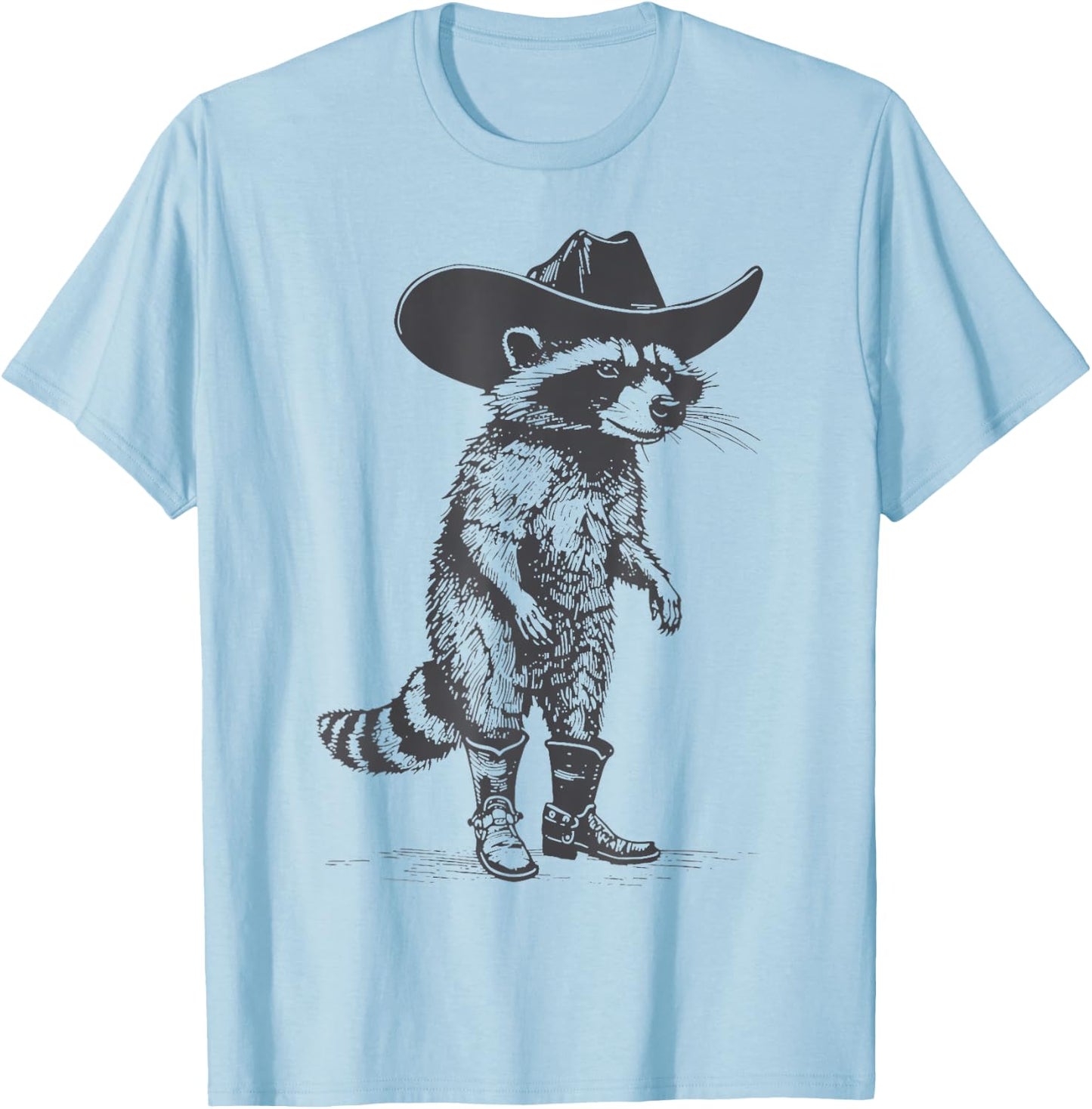 Vintage Western Country Raccoon Cowboy Cowgirl Trash Panda T-Shirt - T-Shirt | Light Blue